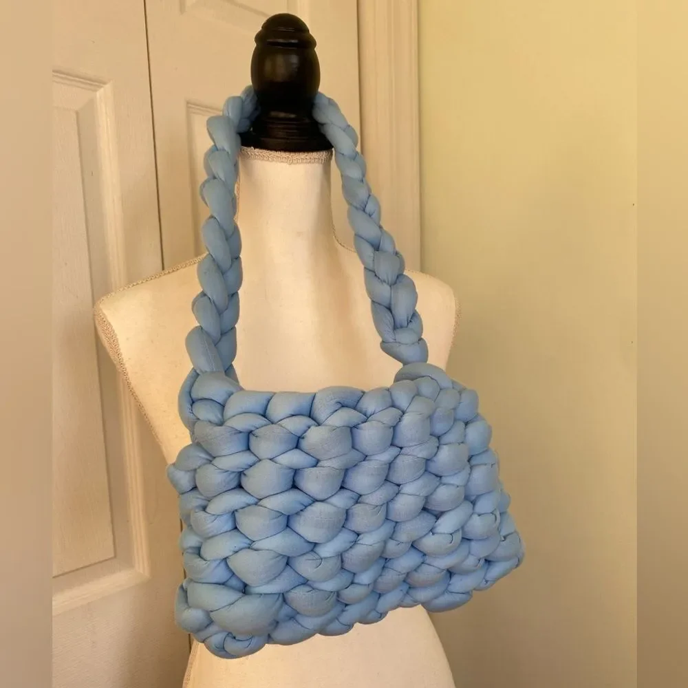 Handmade Crochet Baby Blue Handbag